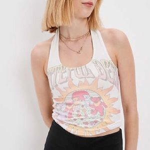 AEO Grateful Dead Halter Band Tee White Graphic Tank Top BNWT American Eagle Top